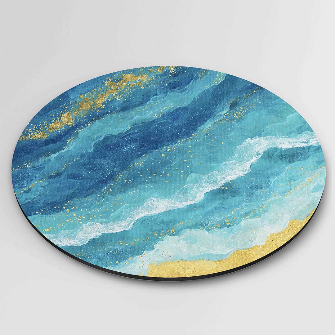 Golvende blauwe en gouden Muurcirkel