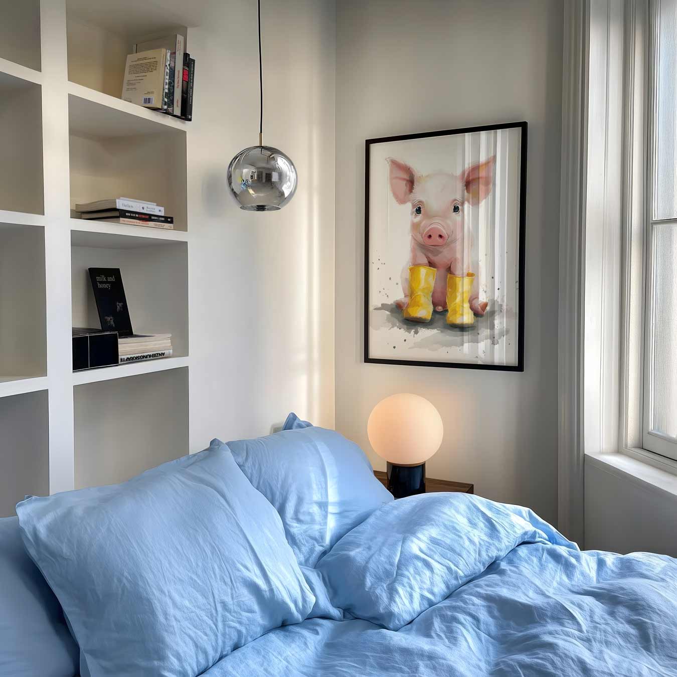 Schattig Varkentje in Gele Regenlaarsjes Poster