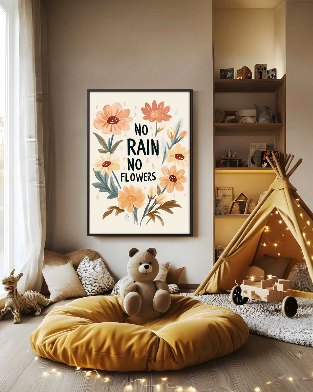 Bloemenregen Inspiratieposter Kunstwerk-canvas-dibond-plexiglas-wanddecoratie-WallArtistic