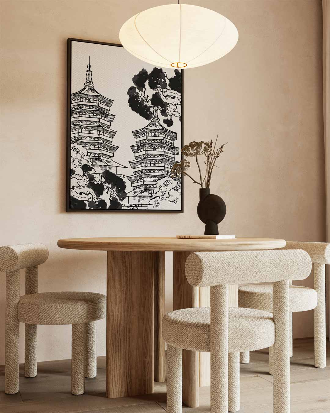 Traditionele Oosterse Pagodes Kunstwerk-canvas-dibond-plexiglas-wanddecoratie-WallArtistic