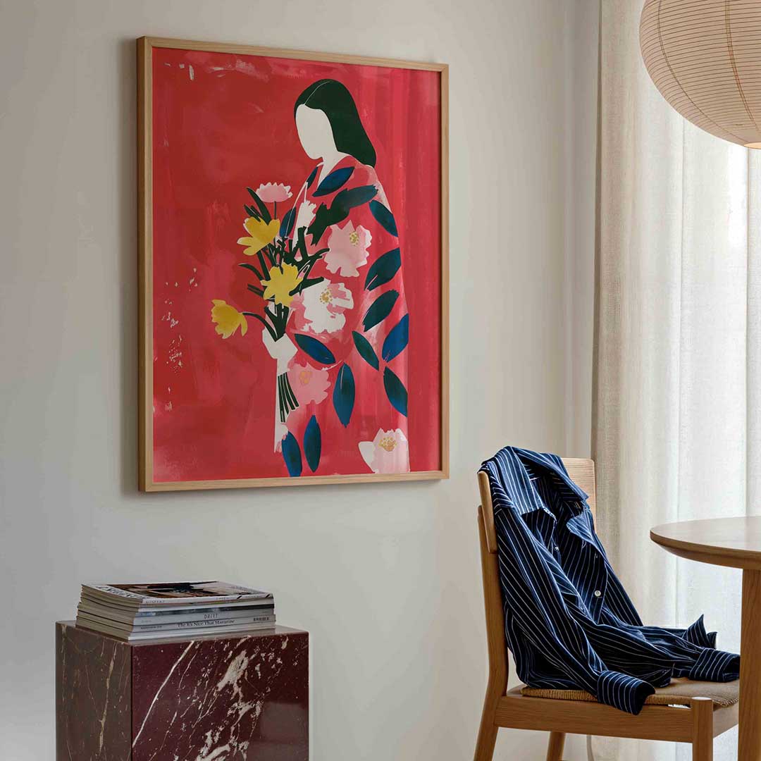 Vrouw met bloemen Poster