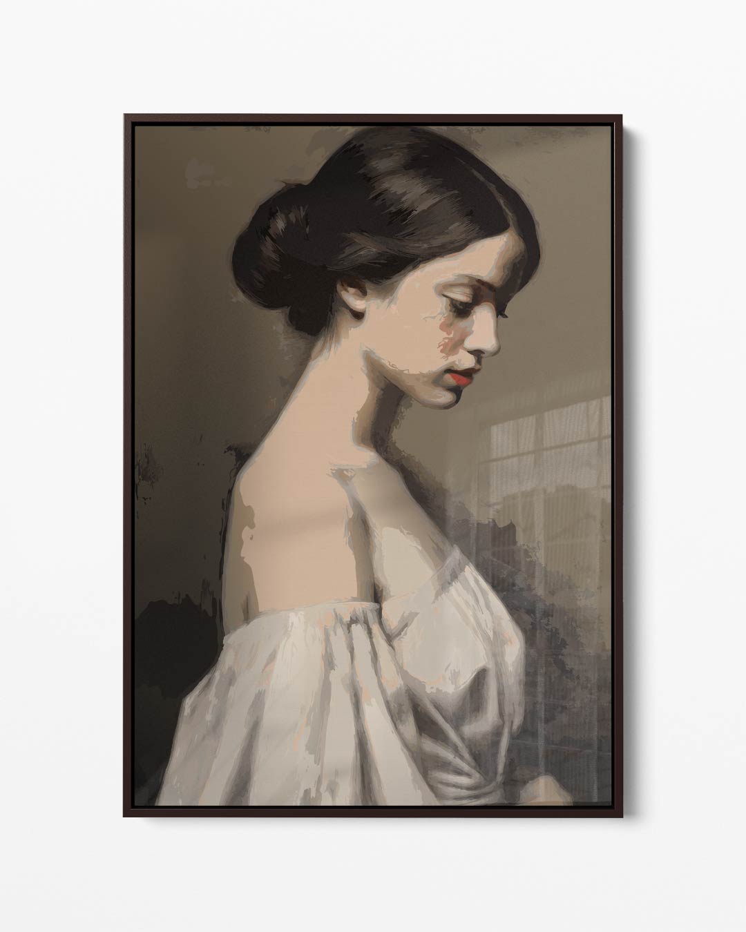 Dromerige Dame in Vintage Stijl Kunstwerk-canvas-dibond-plexiglas-wanddecoratie-WallArtistic