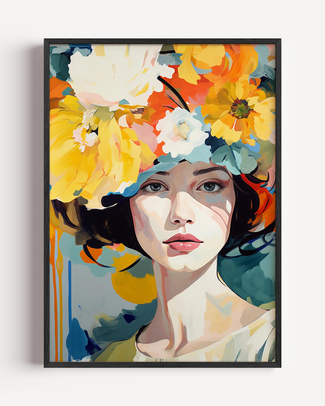 Vrouwelijke Elegant Bloemenportret Poster-WallArtistic