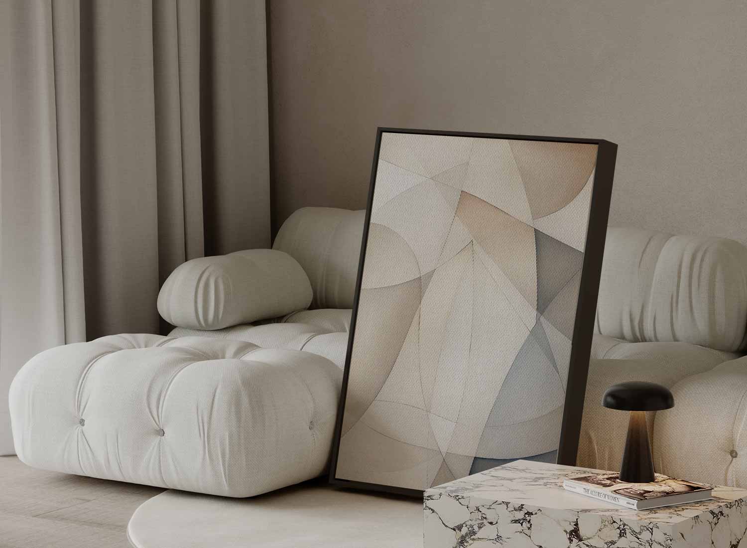 Subtiele Abstractie in Neutrale Tinten Kunstwerk-canvas-dibond-plexiglas-wanddecoratie-WallArtistic