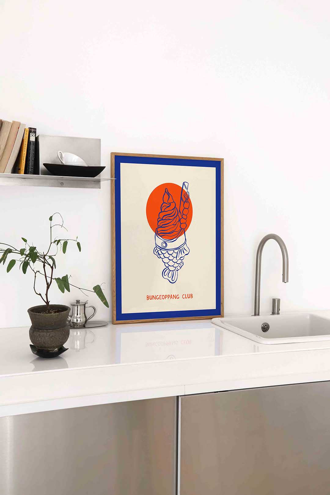 Visvormige ijstraktatie Poster