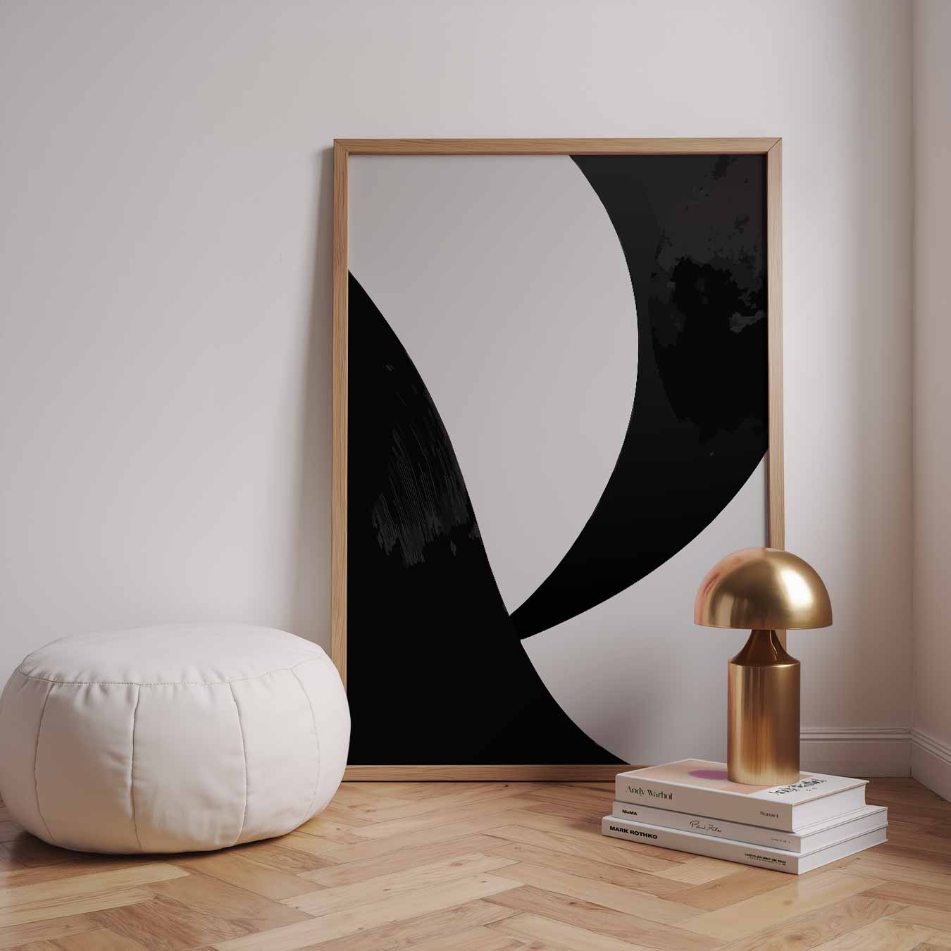 Stijlvolle Zwart-Wit Abstracte Kunstposter