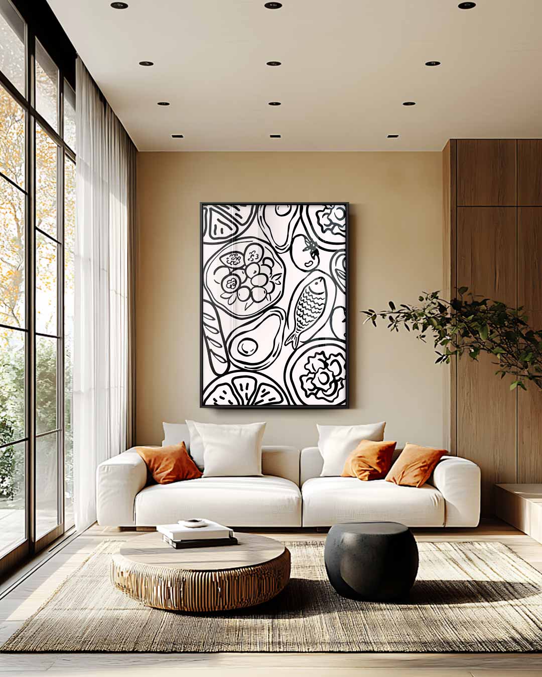 Zwarte Lijnensymfonie Kunstwerk-canvas-dibond-plexiglas-wanddecoratie-WallArtistic