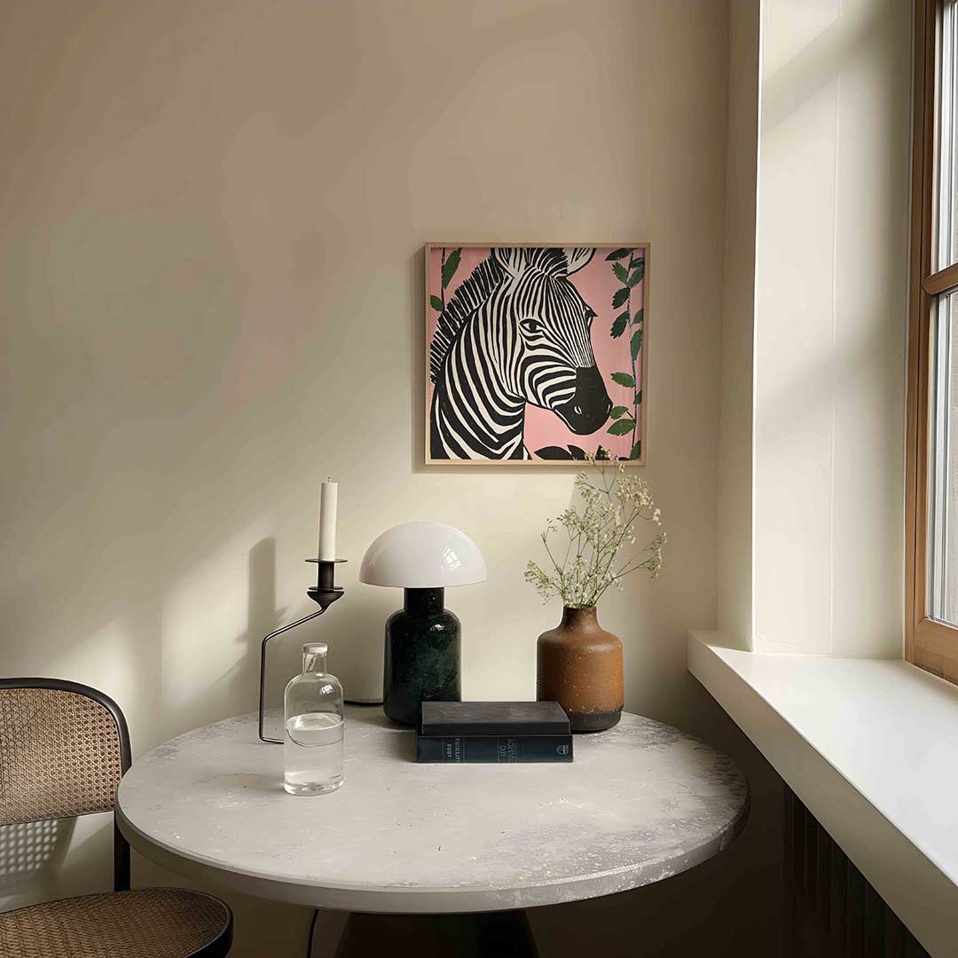 Zebra op roze Poster