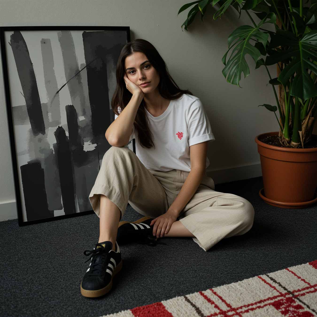 Abstracte Zwart-Wit Penselstreken Poster
