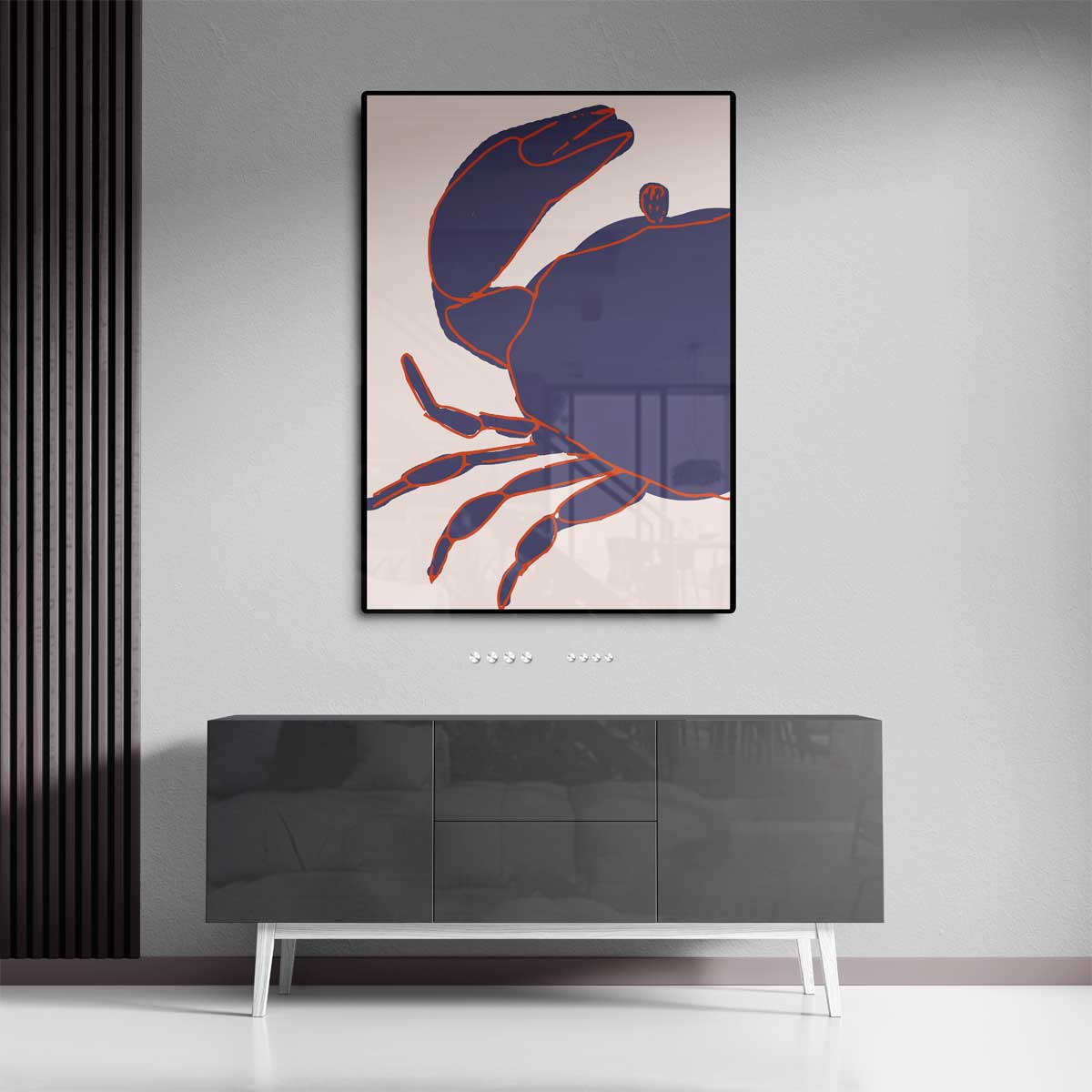 Kleurrijke Krab Illustratie Kunstwerk-canvas-dibond-plexiglas-wanddecoratie-WallArtistic