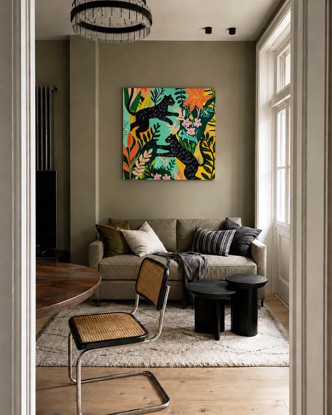 Speelse dieren in jungle Kunstwerk