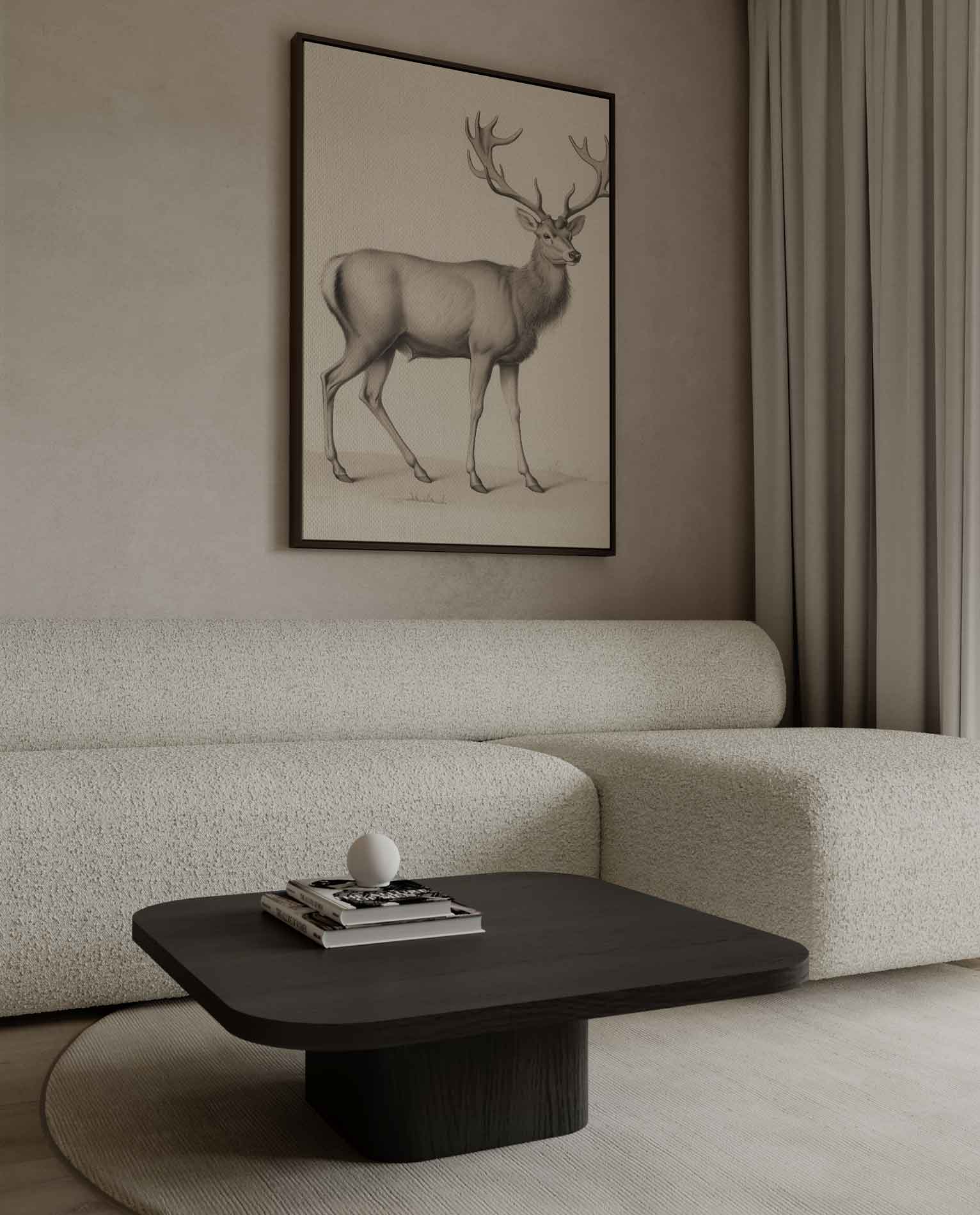 Elegante Hertenschets Kunstwerk-canvas-dibond-plexiglas-wanddecoratie-WallArtistic