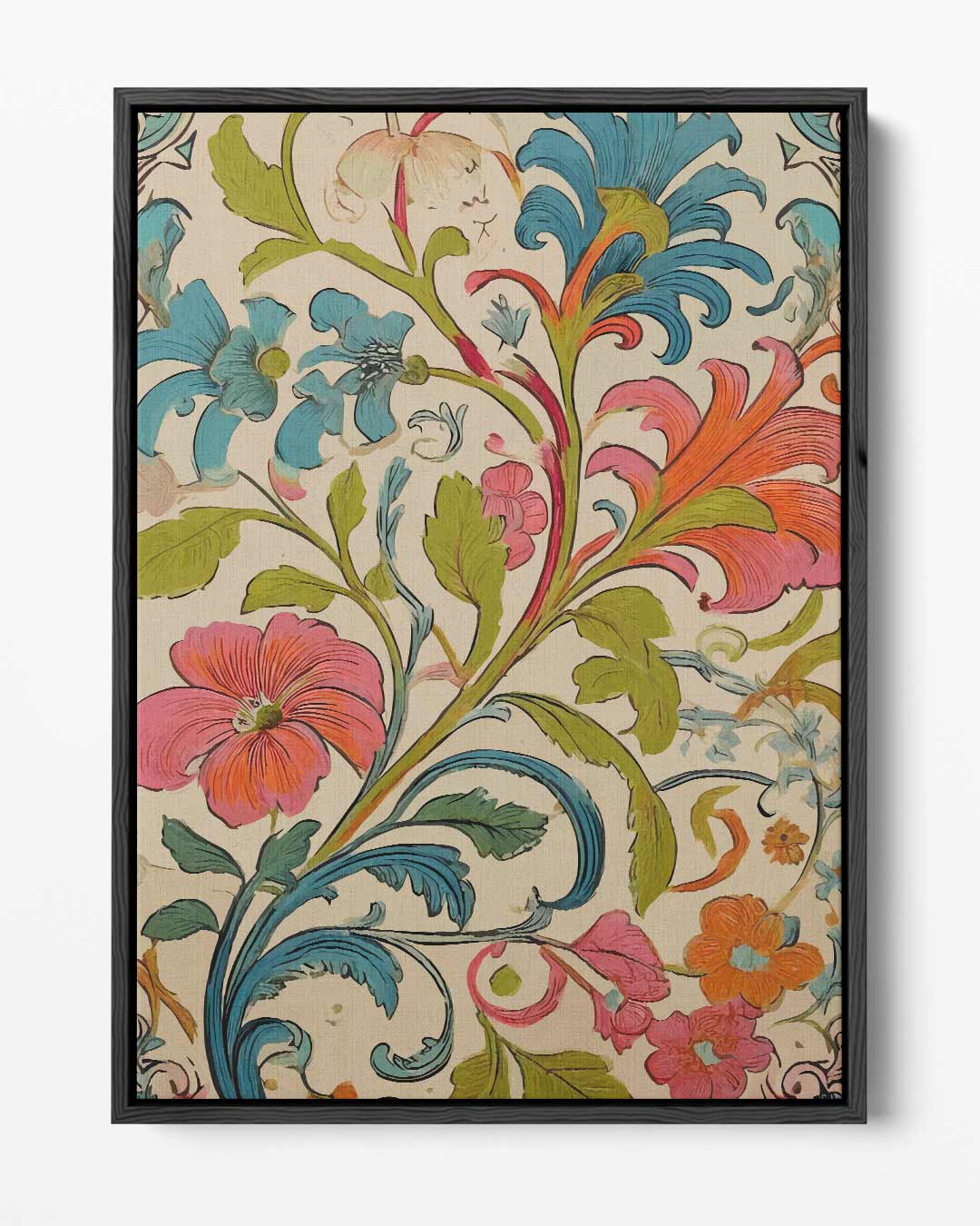 Bloemrijk Fantasiepatroon Kunstwerk-canvas-dibond-plexiglas-wanddecoratie-WallArtistic