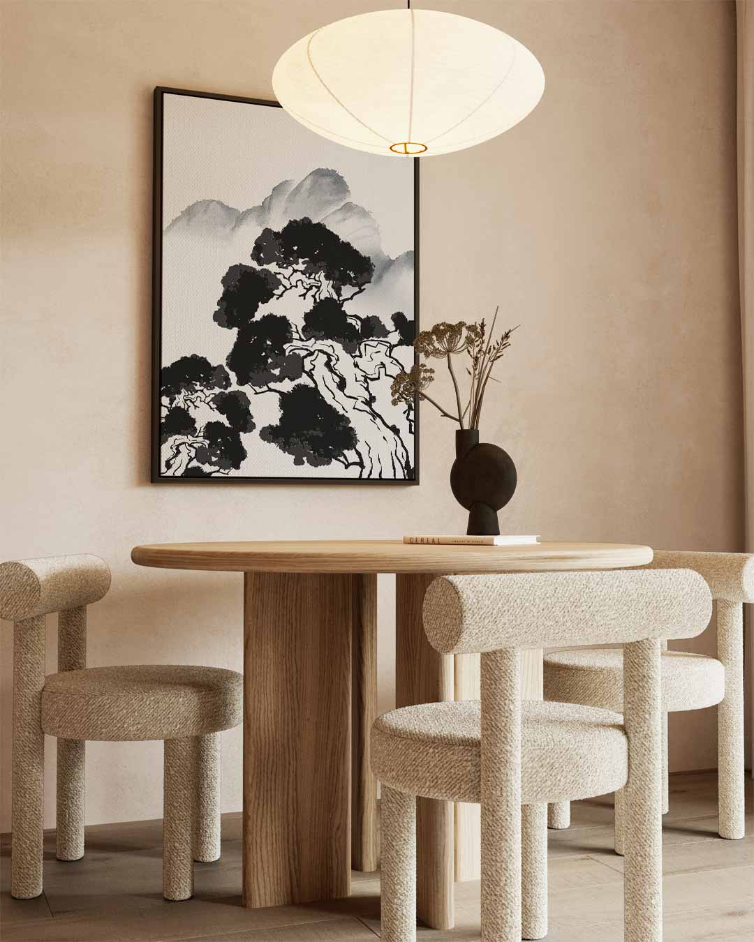 Berglandschap in Oosterse Stijl Kunstwerk-canvas-dibond-plexiglas-wanddecoratie-WallArtistic