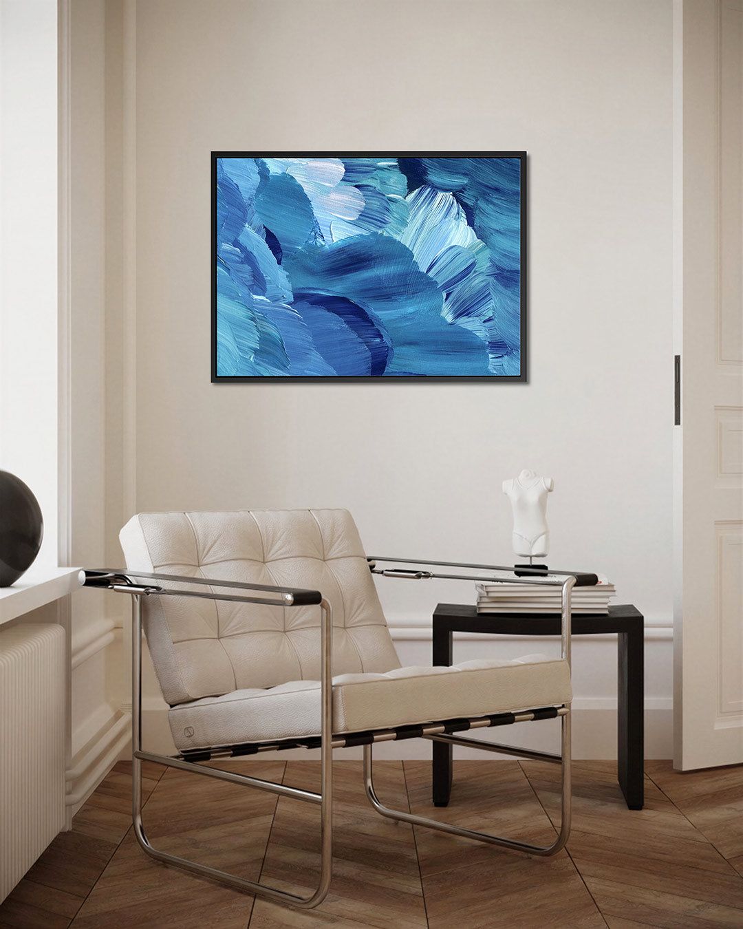 Dynamische blauwe beweging Kunstwerk