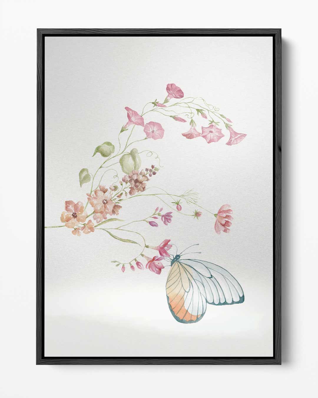 Vlinders en Bloemen Waterverf Kunst Kunstwerk-canvas-dibond-plexiglas-wanddecoratie-WallArtistic