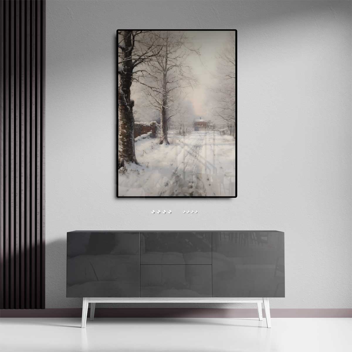 Winterlandschap in Sneeuw Kunstwerk-canvas-dibond-plexiglas-wanddecoratie-WallArtistic