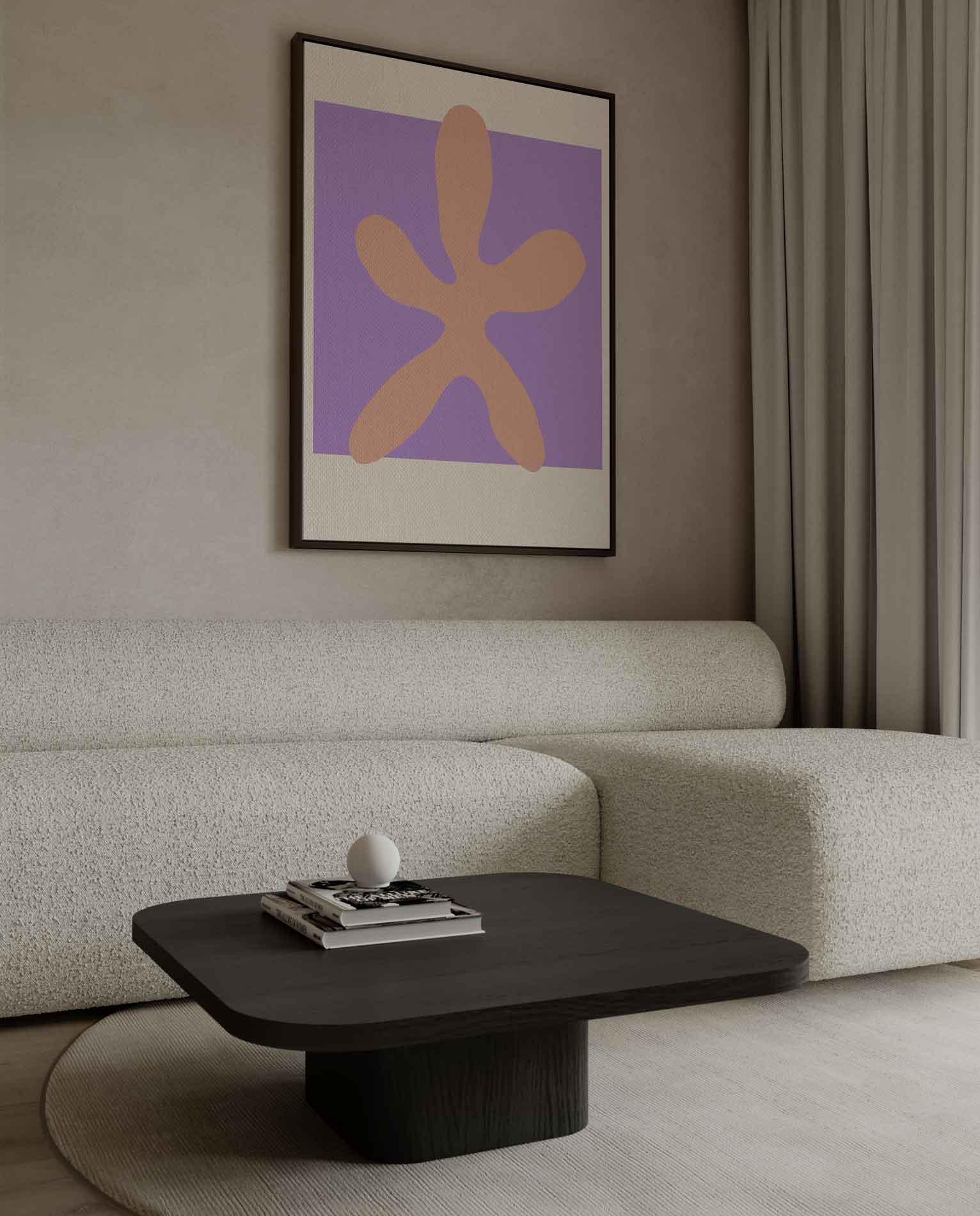 Zachte Vorm op Paarse Achtergrond Kunstwerk-canvas-dibond-plexiglas-wanddecoratie-WallArtistic
