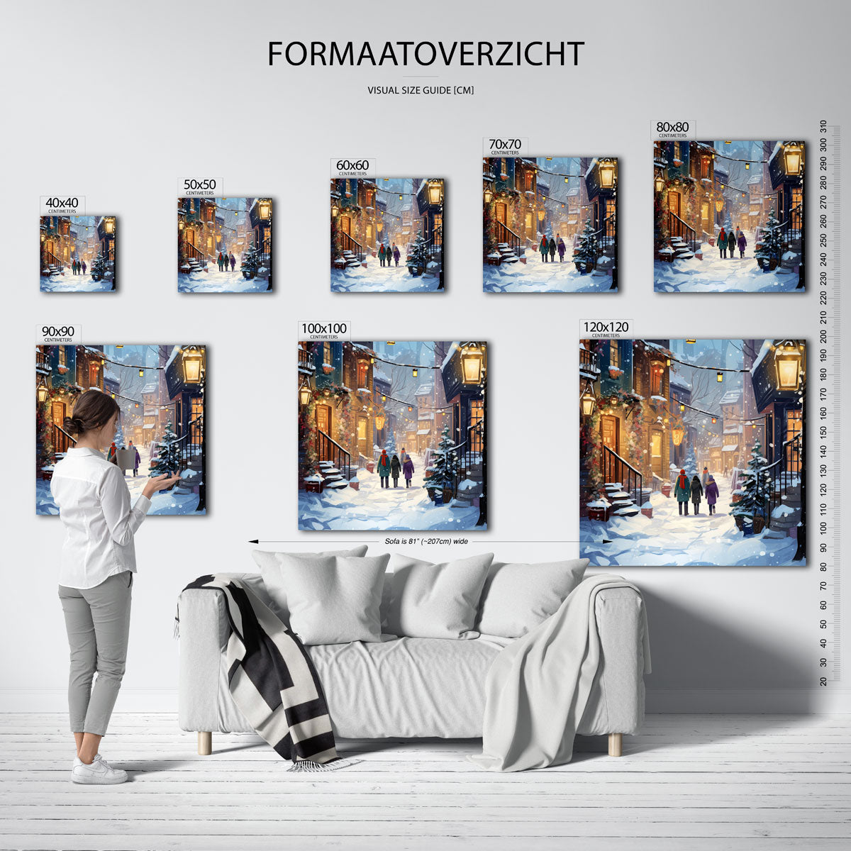Winterse straat met sneeuw Poster