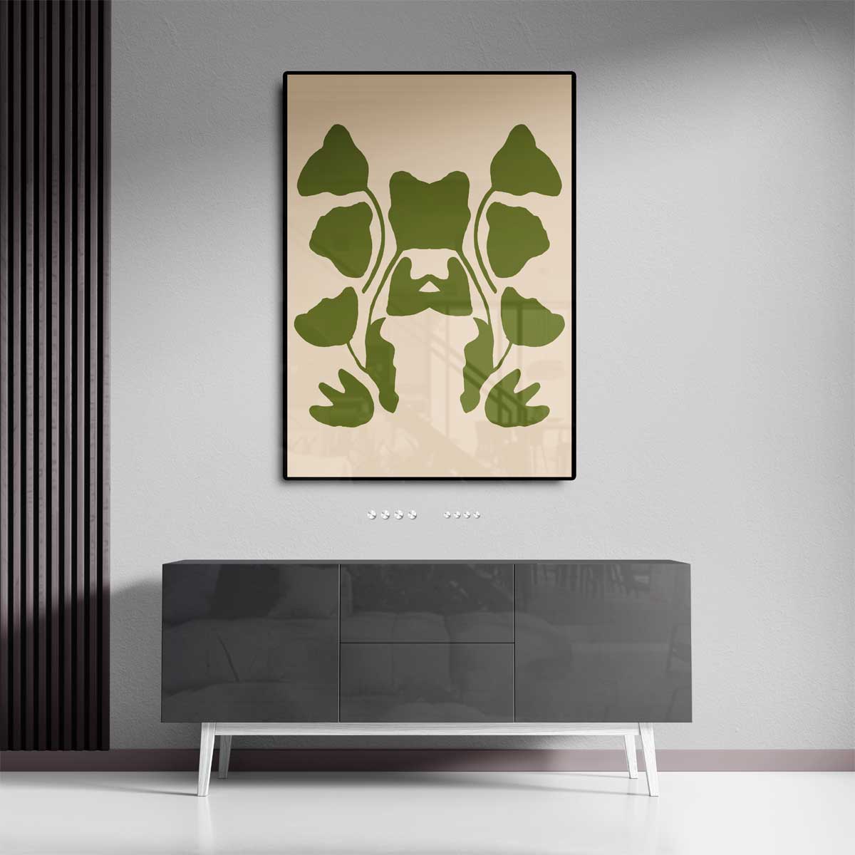 Speelse Symmetrie in Groen Kunstwerk-canvas-dibond-plexiglas-wanddecoratie-WallArtistic