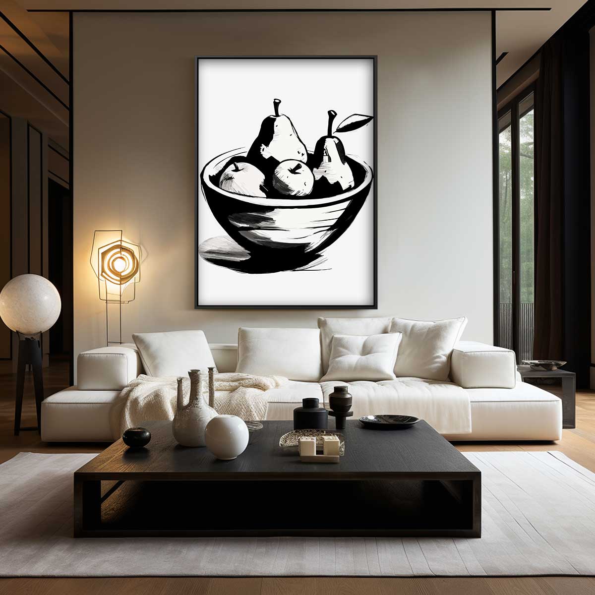 Stijlvolle Fruitkom Schets Kunstwerk-canvas-dibond-plexiglas-wanddecoratie-WallArtistic