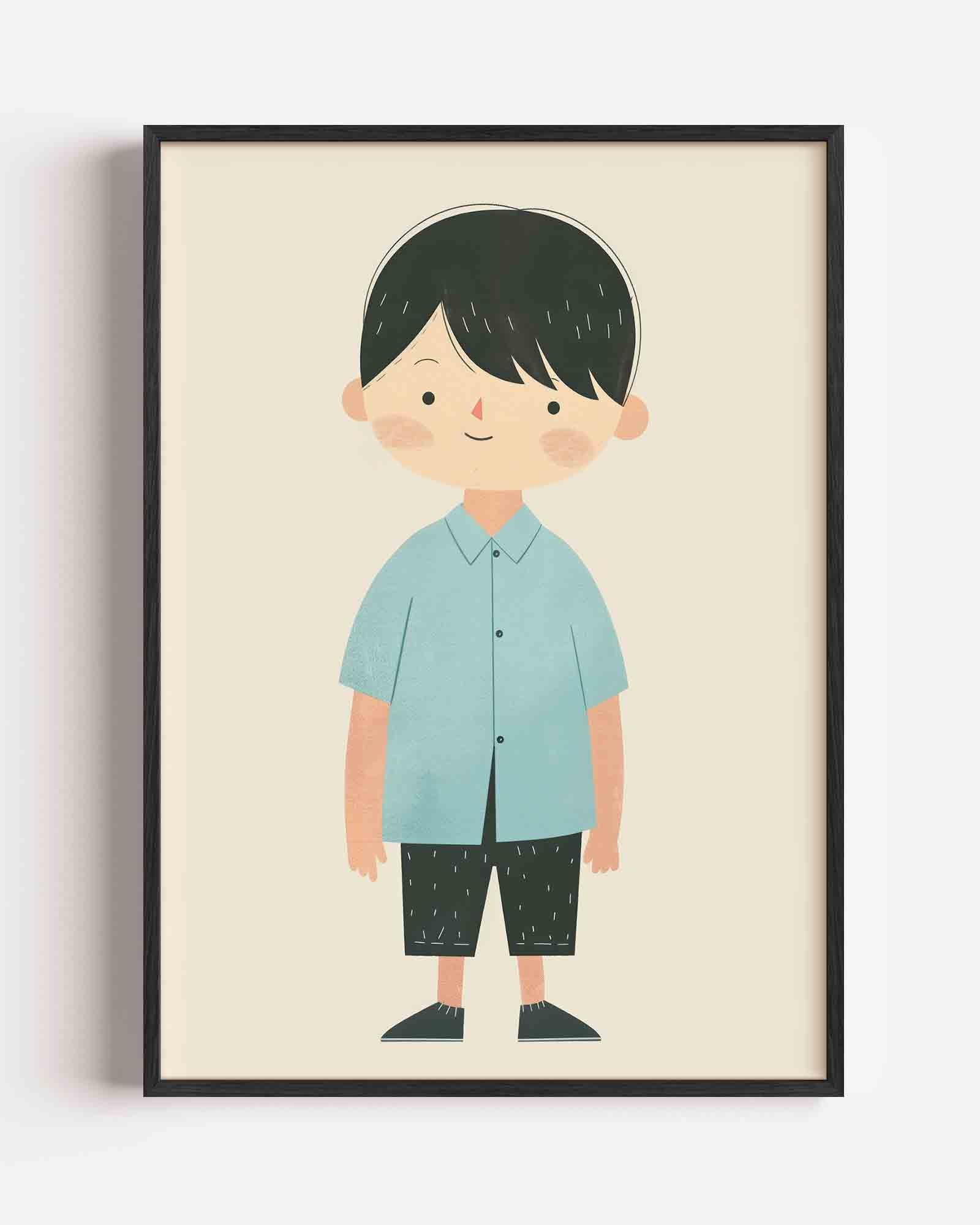 Jongen met blauwe blouse Poster