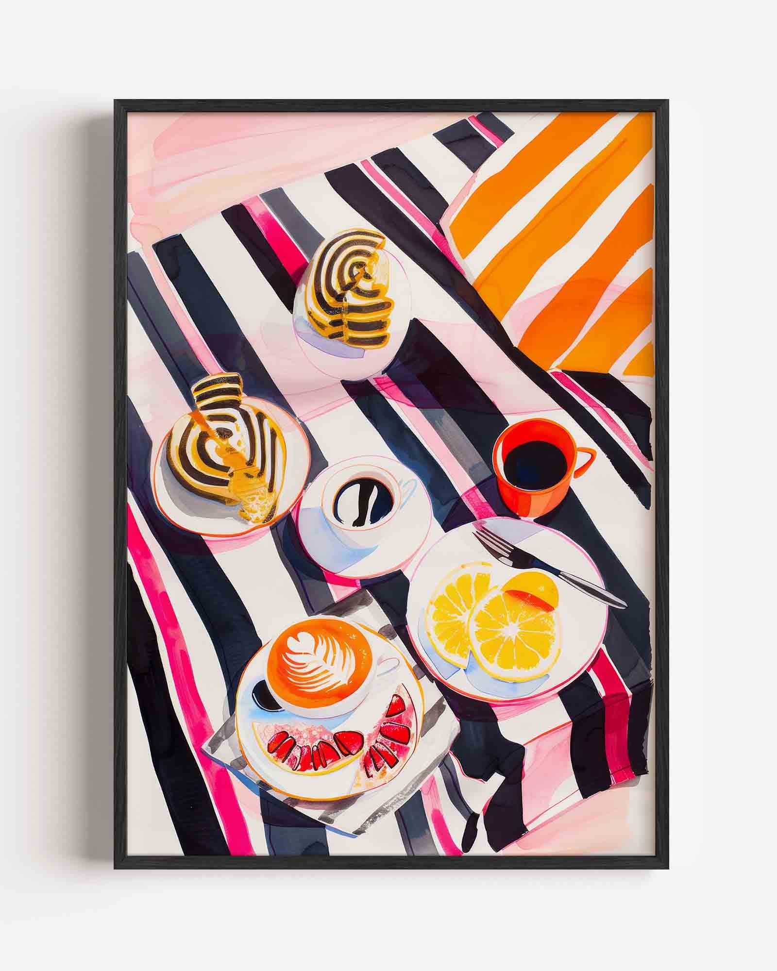 Ontbijt met koffie en fruit Poster