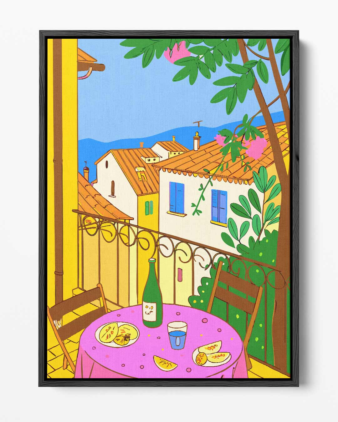 Zonnig Terras Uitzicht Kunstwerk-canvas-dibond-plexiglas-wanddecoratie-WallArtistic