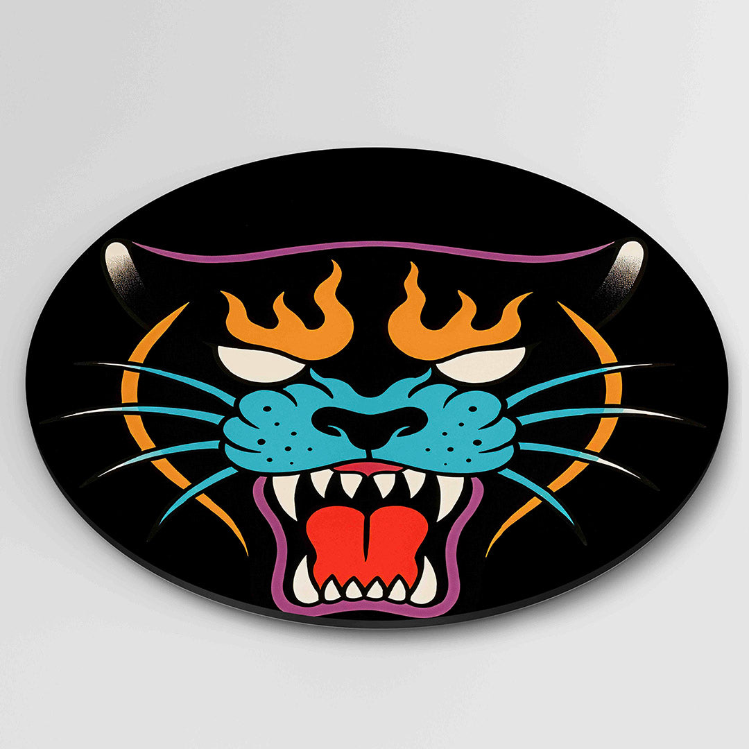 Panter met vurige details Muurcirkel