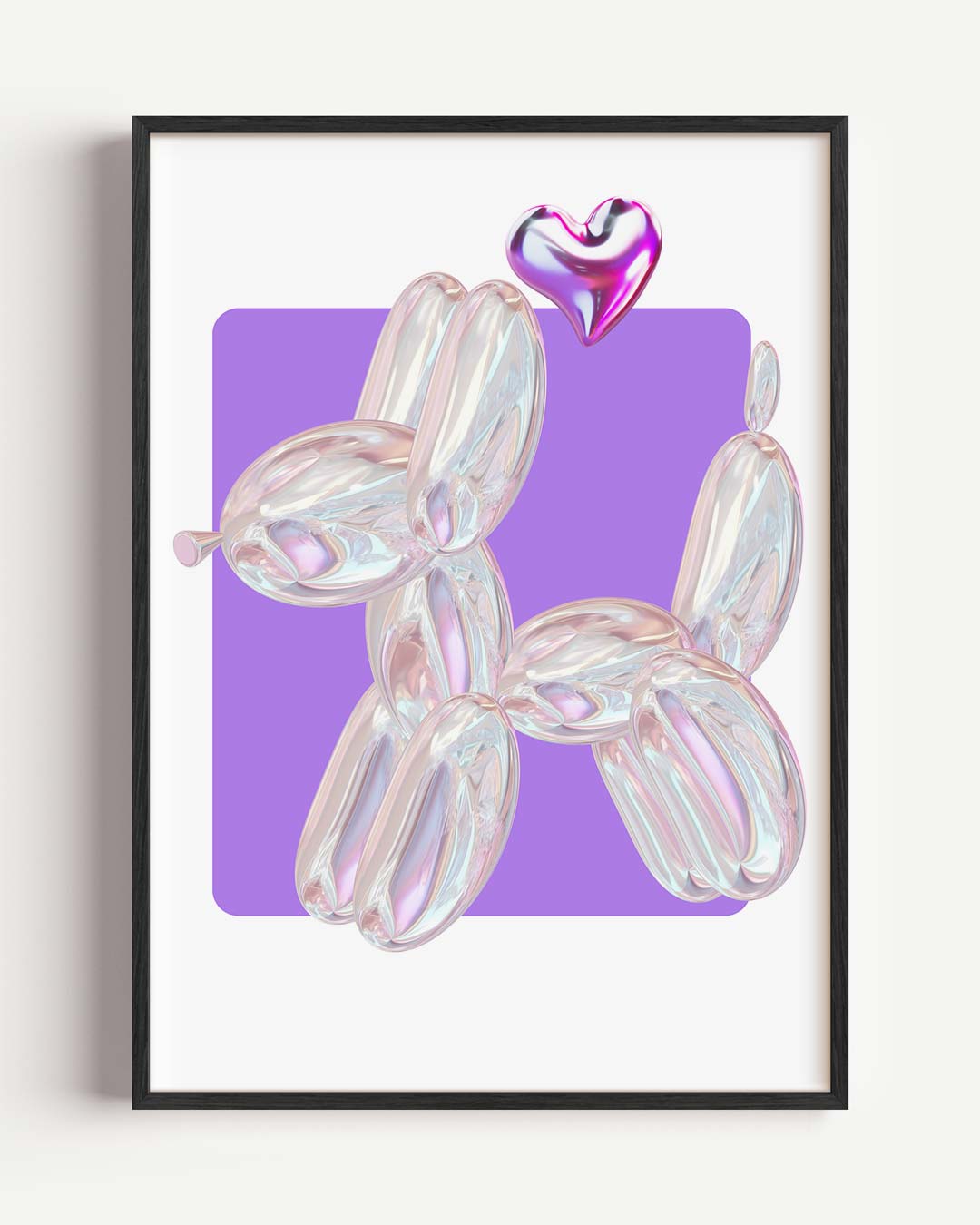 Speelse Ballonhond Poster met Hartje Poster