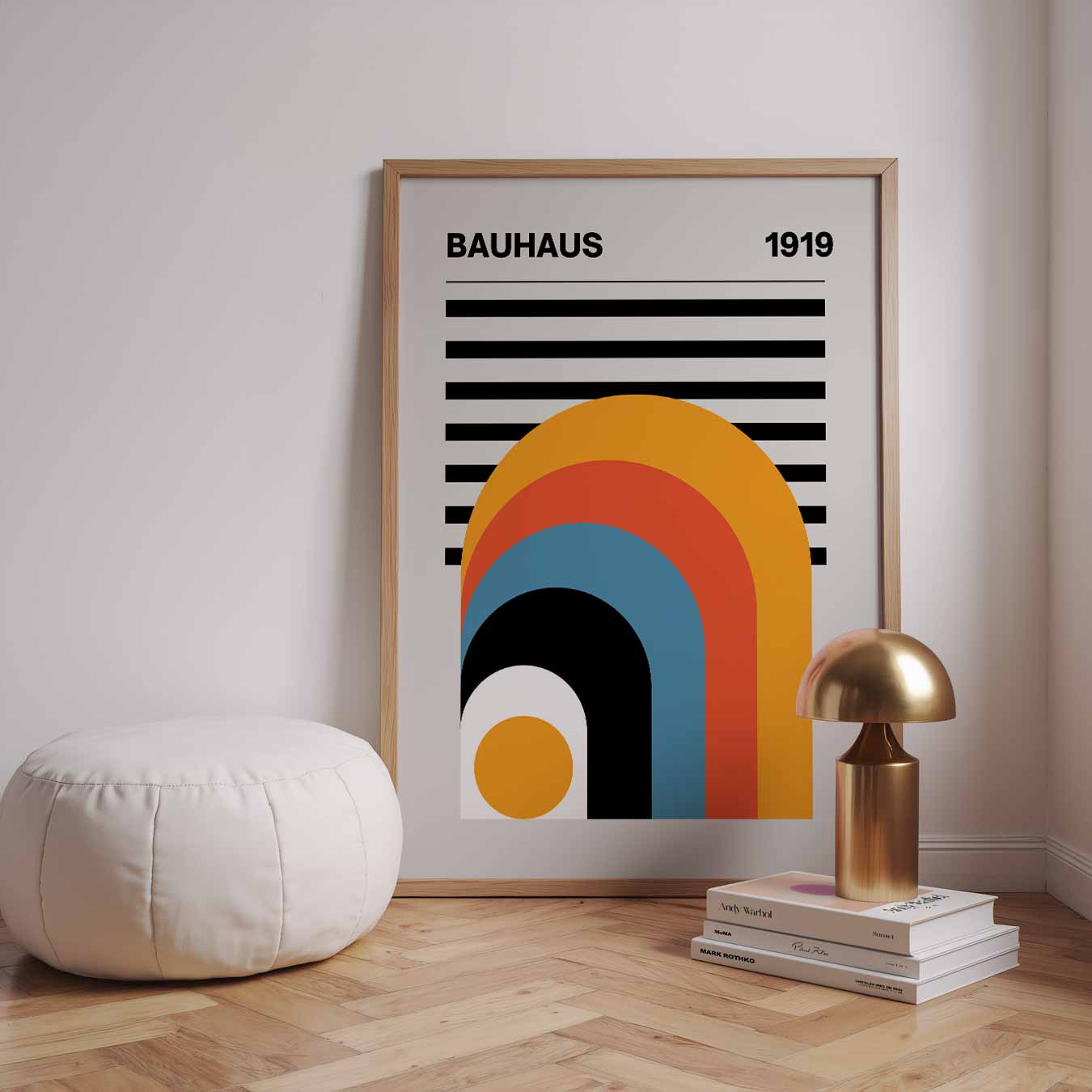 Stijlvolle Bauhaus Retro Regenboog Poster