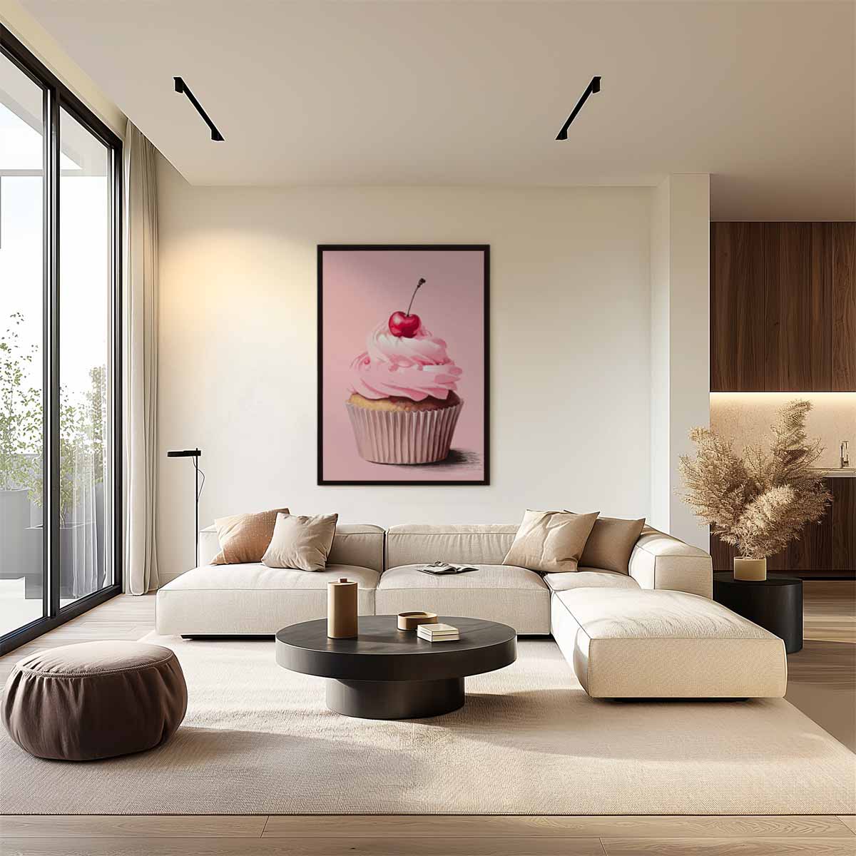 Zoete Baksels: Cherry Cupcake Kunstwerk-canvas-dibond-plexiglas-wanddecoratie-WallArtistic