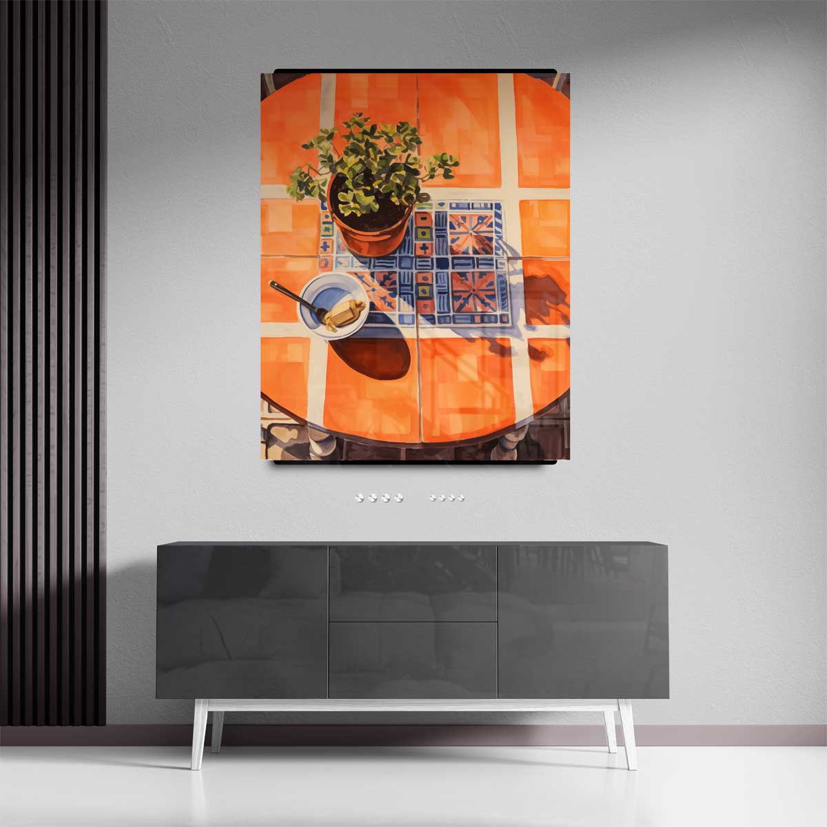 Kleurrijk Ontbijt op een Zonnige Tafel Kunstwerk-canvas-dibond-plexiglas-wanddecoratie-WallArtistic