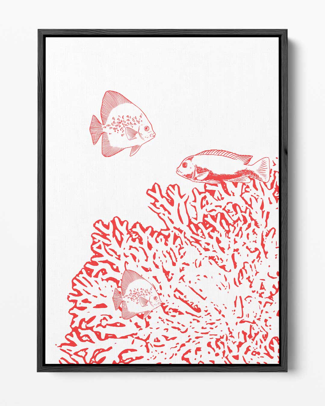 Onderwateravontuur in Rood Kunstwerk-canvas-dibond-plexiglas-wanddecoratie-WallArtistic
