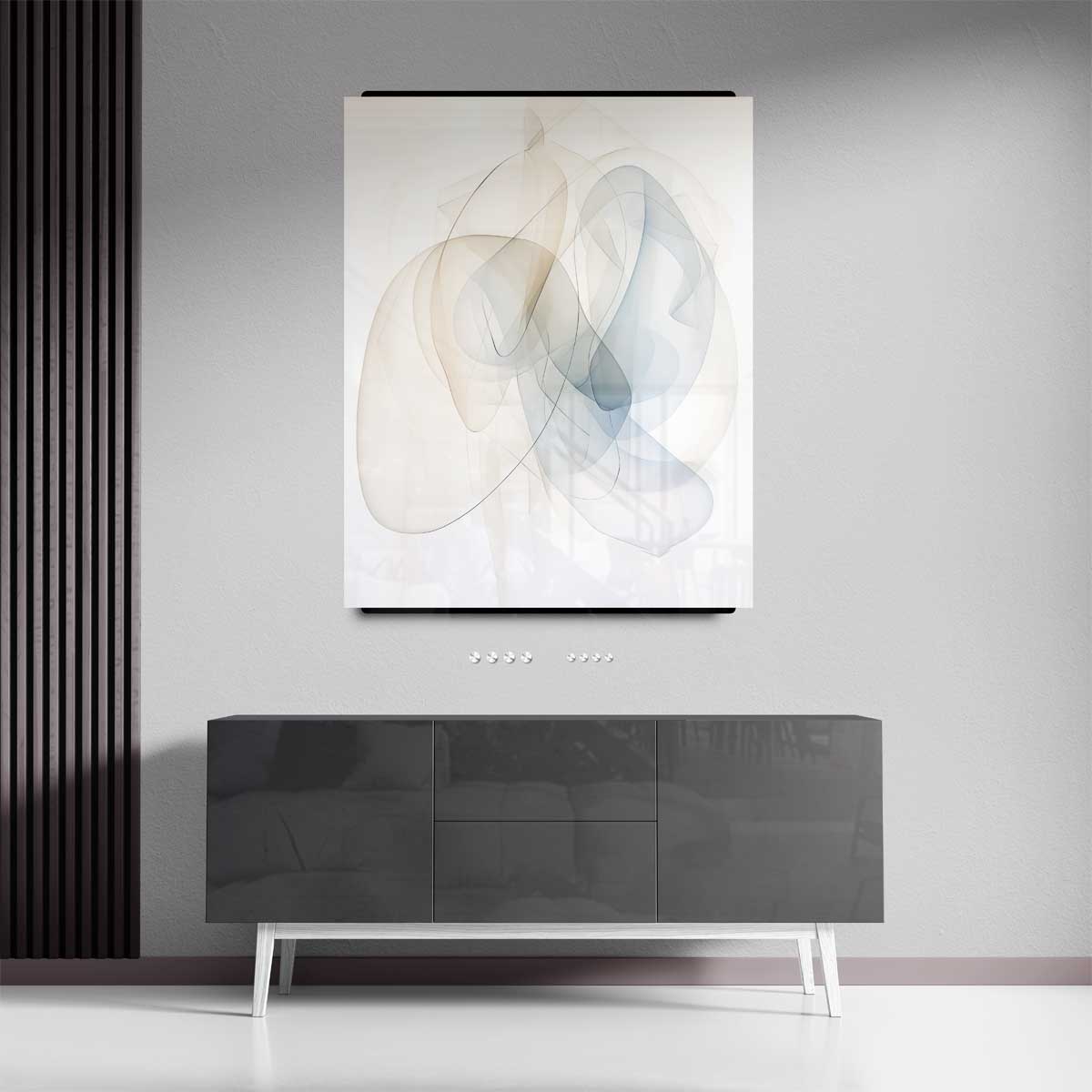 Zwevende Vormen in Neutrale Tinten Kunstwerk-canvas-dibond-plexiglas-wanddecoratie-WallArtistic