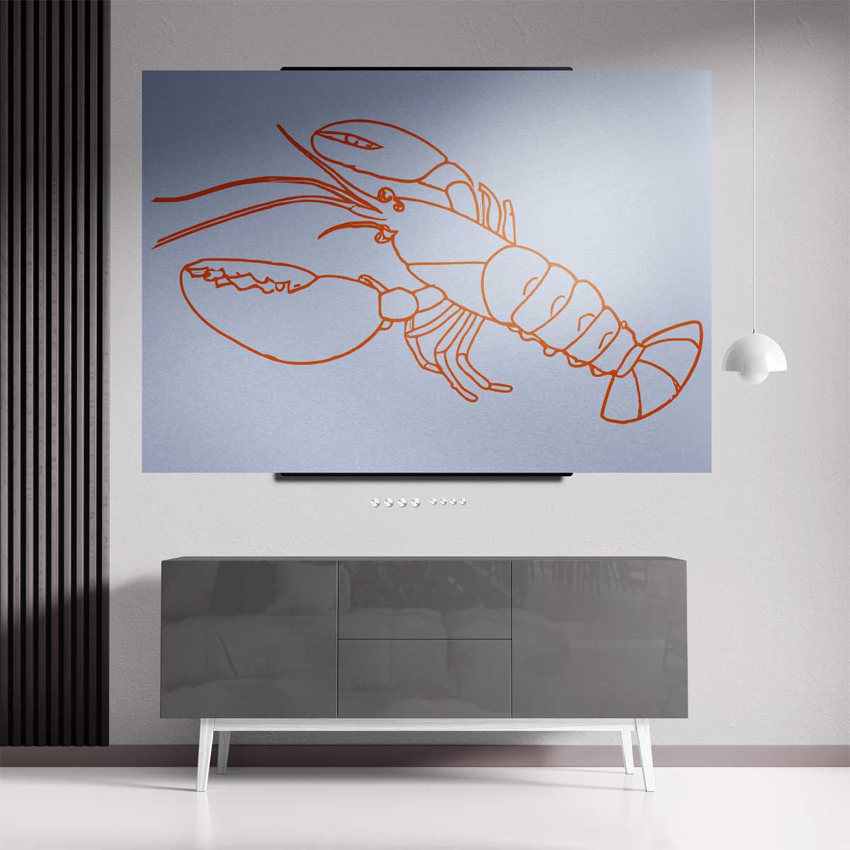 Moderne Oranjekreeft Illustratie Kunstwerk-canvas-dibond-plexiglas-wanddecoratie-WallArtistic