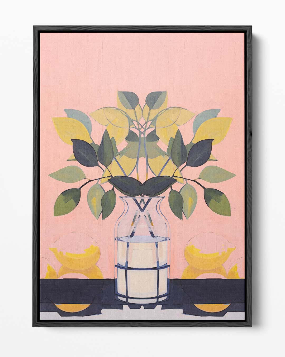 Vrolijke Vaas met Bladeren Kunstwerk-canvas-dibond-plexiglas-wanddecoratie-WallArtistic