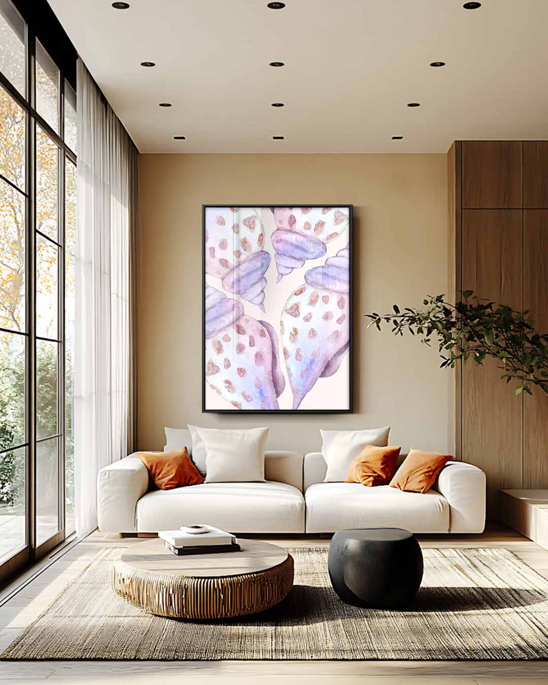 Pastelkleurige Schelpenkunst Kunstwerk-canvas-dibond-plexiglas-wanddecoratie-WallArtistic
