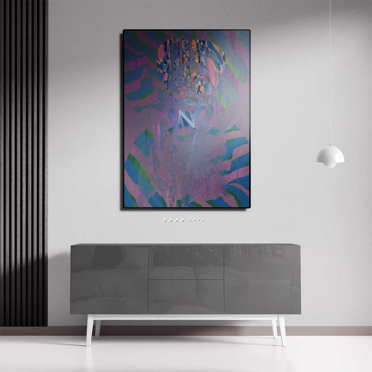 Kleurrijke Harmonie: Mystieke Portret Kunstwerk-canvas-dibond-plexiglas-wanddecoratie-WallArtistic