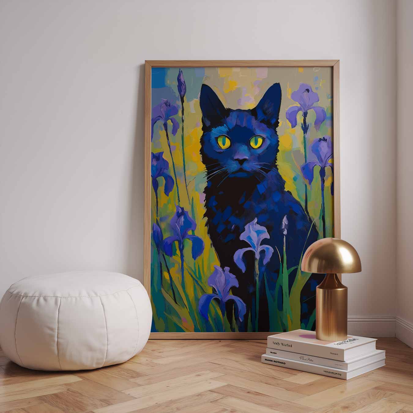 Mystieke Kat in Bloementuin Poster