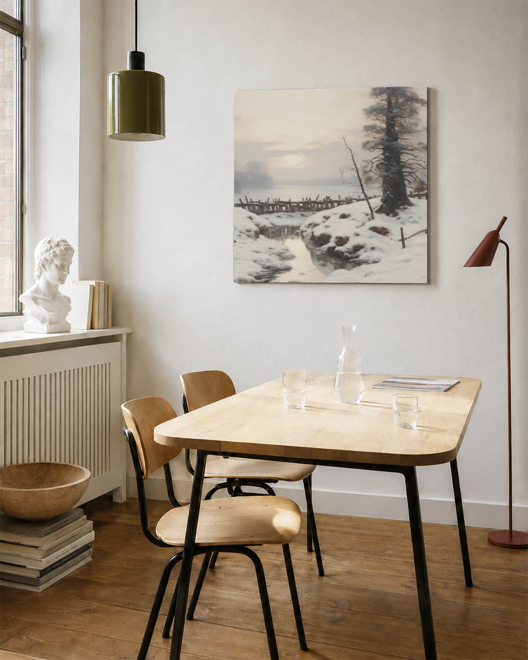 Winterlandschap met sneeuw Kunstwerk