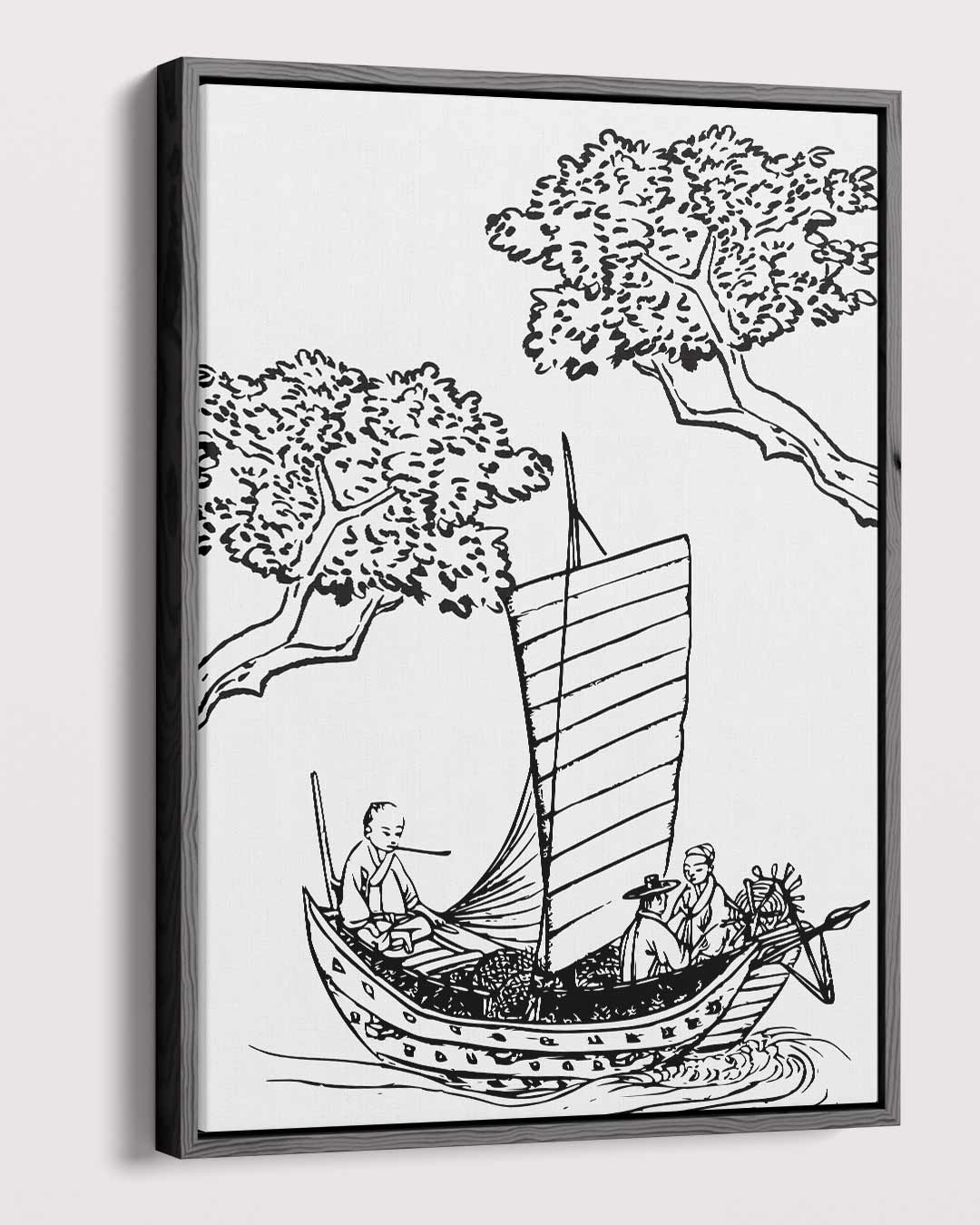 Traditionele Japanse Bootscene Kunstwerk-canvas-dibond-plexiglas-wanddecoratie-WallArtistic