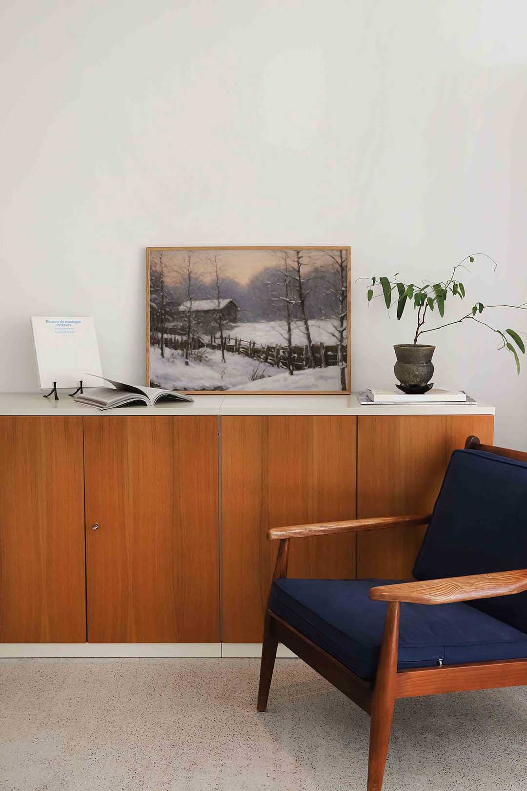 Winterlandschap met huisje Poster