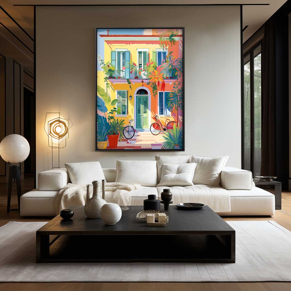 Zonnige Mediterrane Gevel Kunstwerk-canvas-dibond-plexiglas-wanddecoratie-WallArtistic