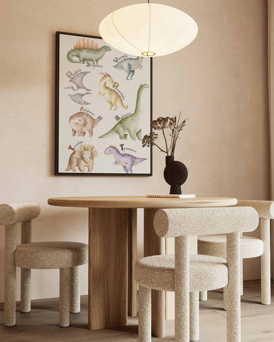 Schattige Dino Illustraties Kunstwerk-canvas-dibond-plexiglas-wanddecoratie-WallArtistic