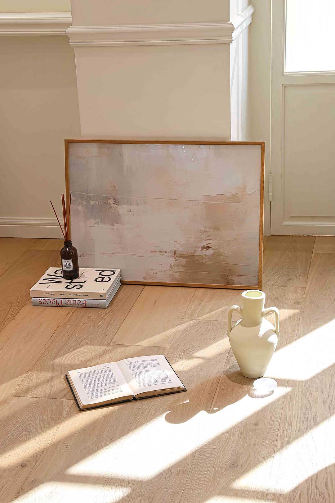 Abstracte beige en witte Poster