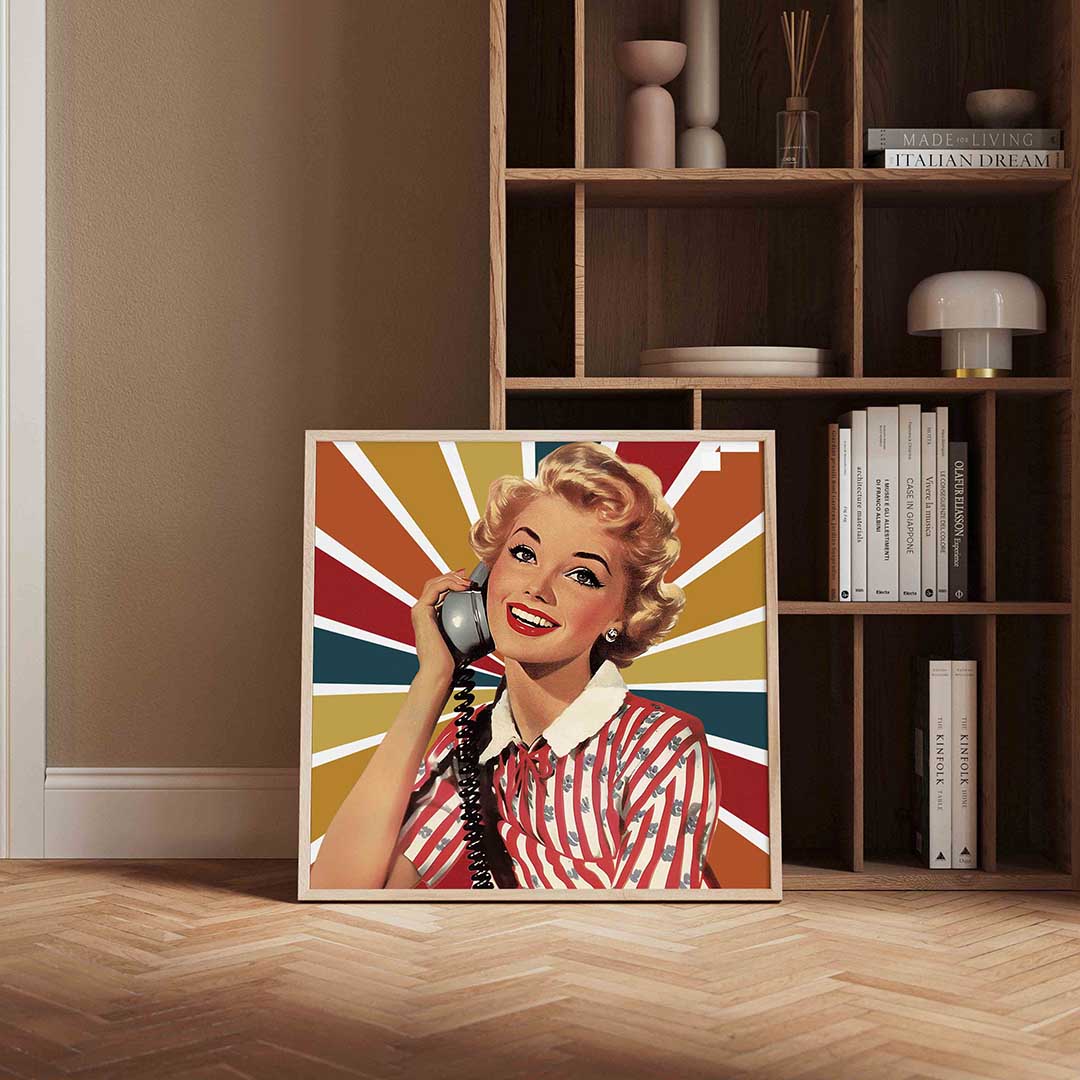 Vrouw met telefoon Poster