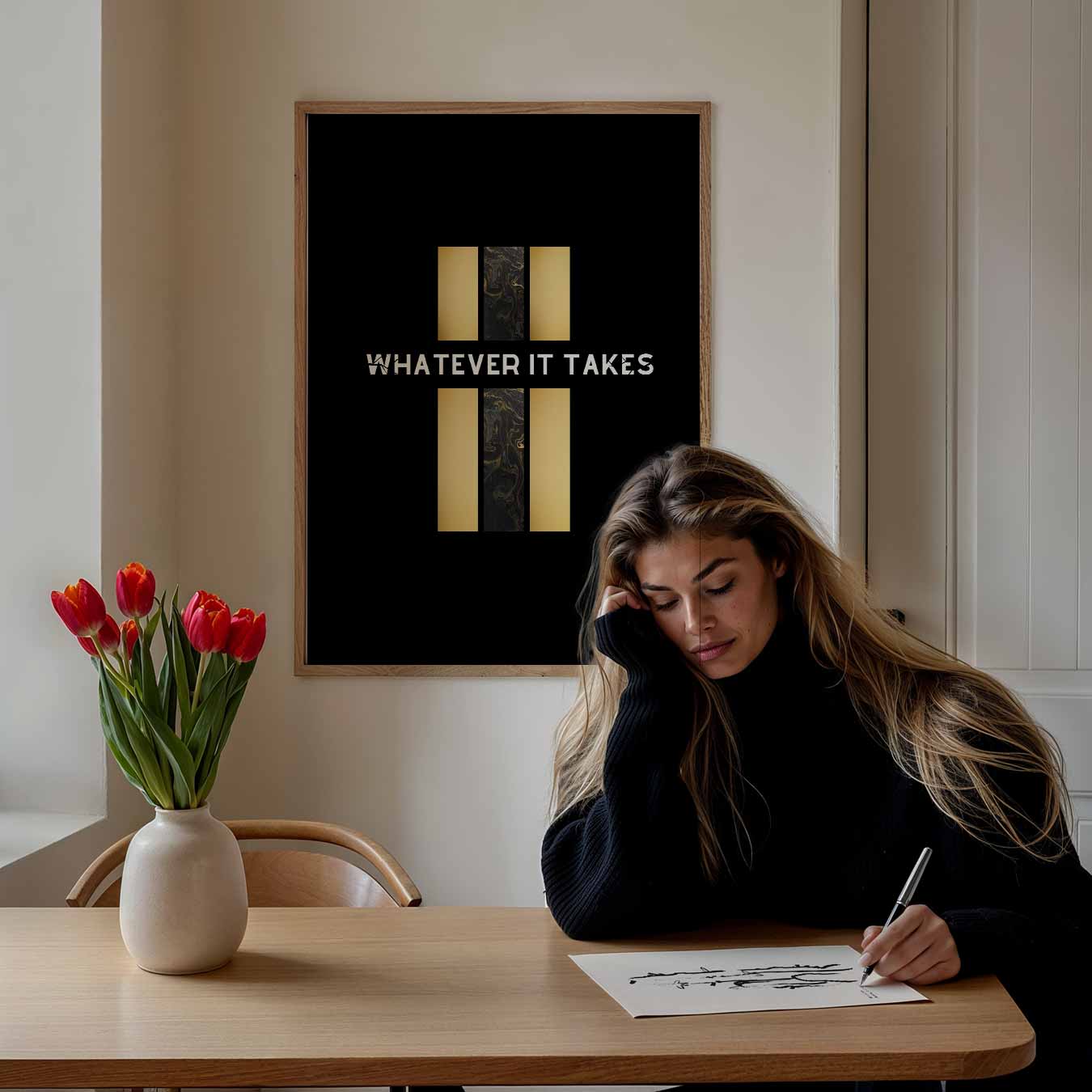 Motiverende Goud & Zwart Poster