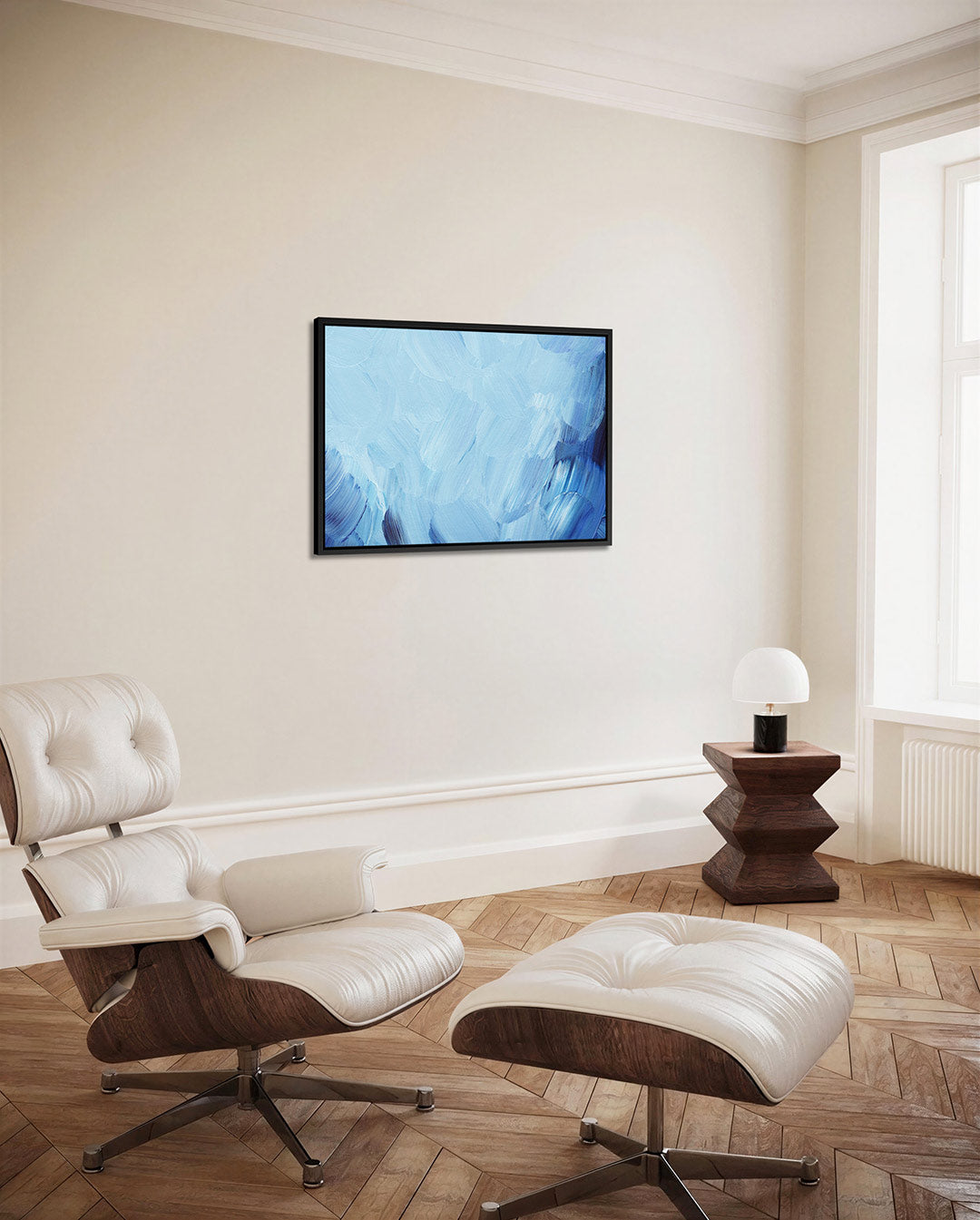 Blauwe borstelstreken Kunstwerk