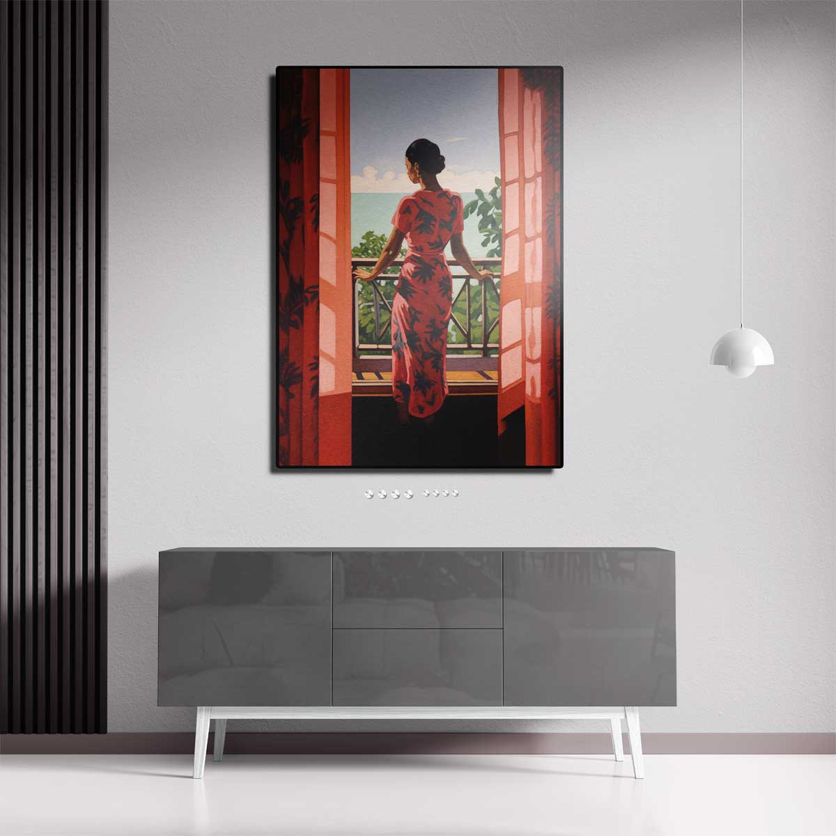 Zomers Balkonzicht Kunstwerk-canvas-dibond-plexiglas-wanddecoratie-WallArtistic